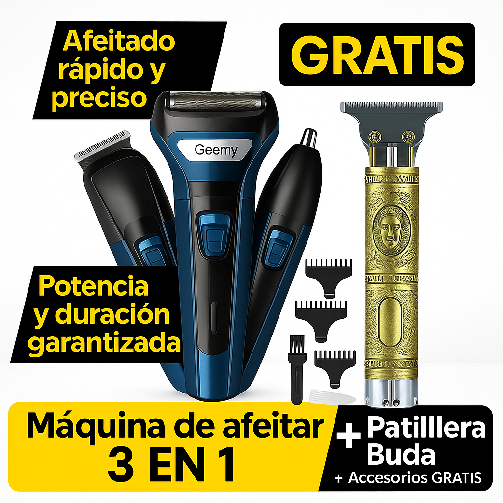 Combo Afeitadora 3 en 1+ 1 Patillera con accesorios Gratis🔥